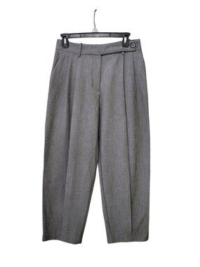 ZARA High-Waisted Pleated Asymmetric Waistband Pants - Grey | Size Small